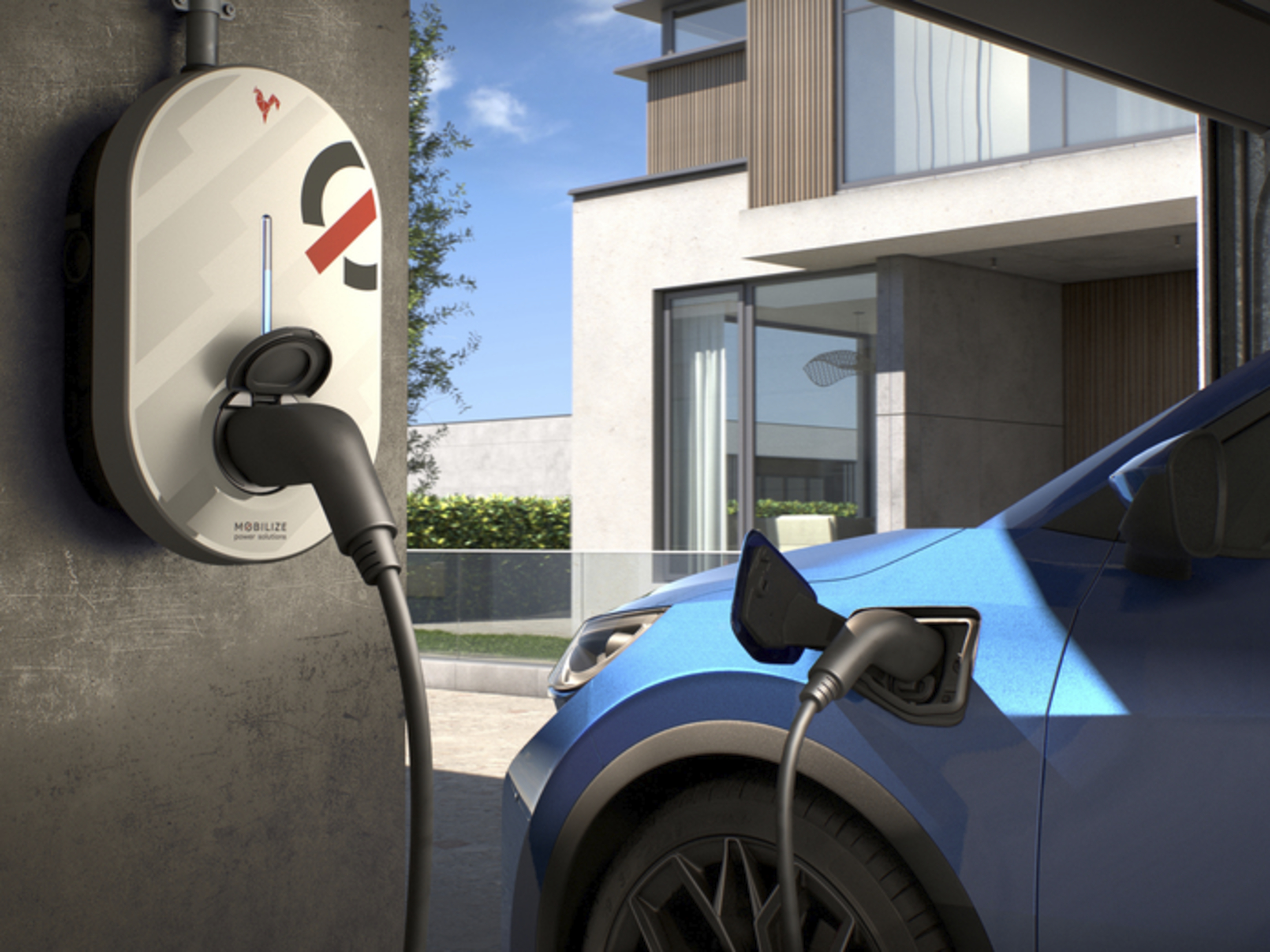 Mobilize powerbox charging blue car